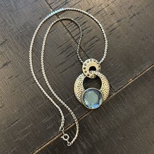 VINTAGE DESIGNER SIGNED KIAM FAMILY BLUE GEMSTONE PENDANT NECKLACE